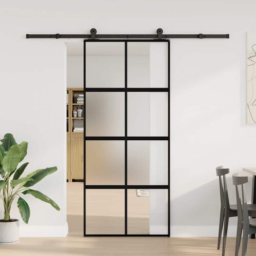  Klizna vrata s priborom 90 x 205 cm kaljeno staklo i aluminij Slike