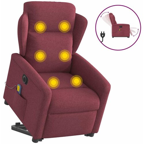 VidaXL Električni masažni naslonjač na podizanje od tkanine boja vina Slike