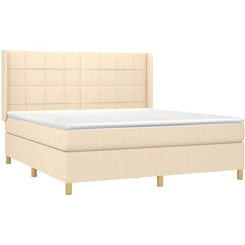  Krevet s oprugama i madracem krem 180x200 cm od tkanine Slike