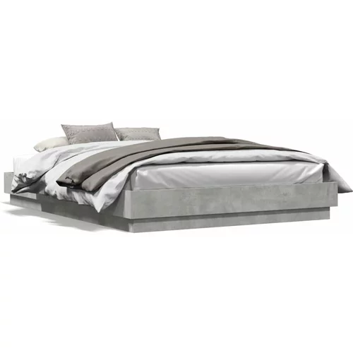  Okvir kreveta s LED svjetlima siva boja betona 120 x 200 cm