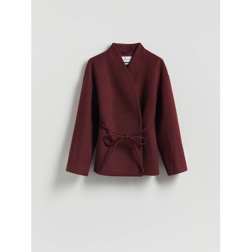 Reserved Jakna s visokim udjelom vune - burgundy Cijene