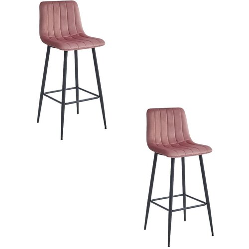  Set 2 POZZA barske stolice - Tamno Ružičasti Bar&amp;scaron;un / Crne Noge Slike