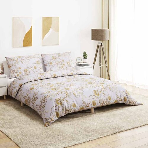  Set posteljine za poplun bijelo-smeđi 200x220 cm pamučni Cijene