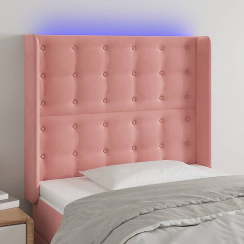 The Living Store led posteljno vzglavje roza 103x16x118/128 cm žamet - led vzglavje, (21495325) Cene