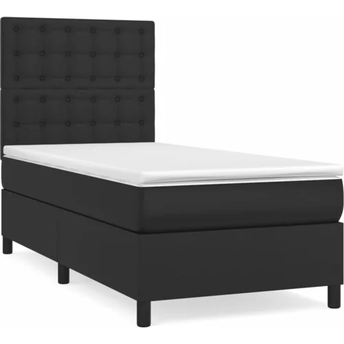 vidaXL Box spring postelja z vzmetnico črna 80x200 cm umetno usnje, (20846872)