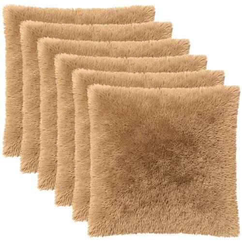  Presvlaka za jastuk 6 pcs HEERLEN Sivosmeđa 80 x 80 cm PV flis Slike