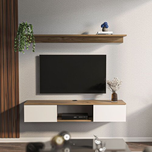 Hanah home Elia - Walnut, White WalnutWhite TV Stand Cene