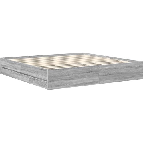  Krevetna konstrukcija Siva Sonoma 200 x 200 cm Inženjersko Drvo Slike