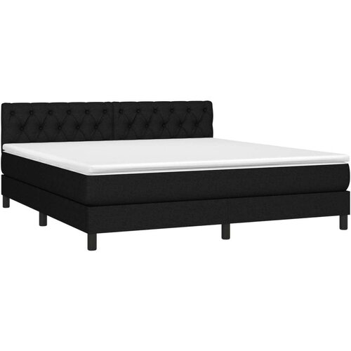  Box spring s madracem LED crni 160x200 cm od tkanine Slike
