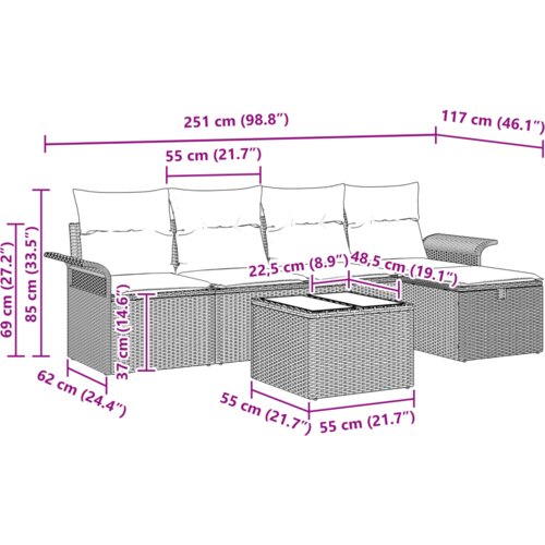 vidaXL 6-komadni Vrtni Sofa Set s Jastučićima Sivi Poli Ratan, 2-sjedalni Vrtni Sofa sa Skladištem i Jastučićima Sivi Poli Ratan Cijene