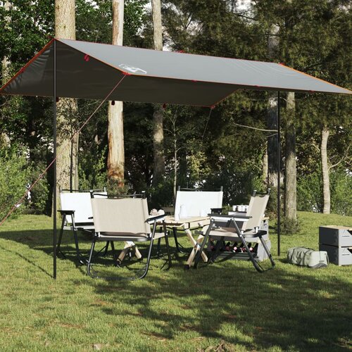 VidaXL Ponjava za kampiranje siva in oranžna 400x294 cm vodoodporna Slike