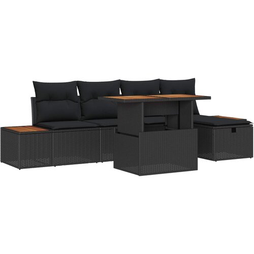 vidaXL Vrtna sedežna garnitura 6 pcs Črna poli ratan, (5000154276) Cene