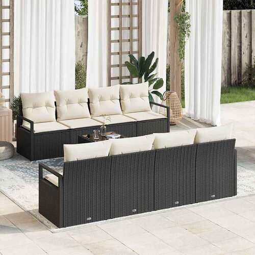 Set sofe 7 kom. 6-Broj sjedala Crna i Krema poliratan 230 x 62 x 85 cm Cene