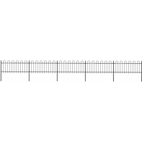 vidaXL Vrtna ograja z obročastimi vrhovi jeklo 8,5x0,8 m črna