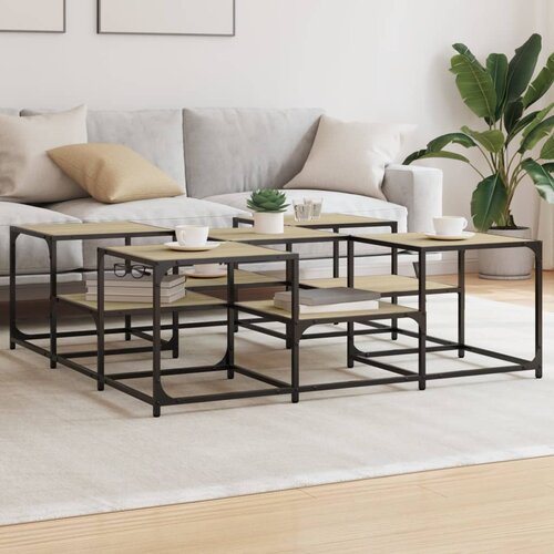 vidaXL Klubska mizica sonoma hrast 121x121x40 cm inženirski les Cene