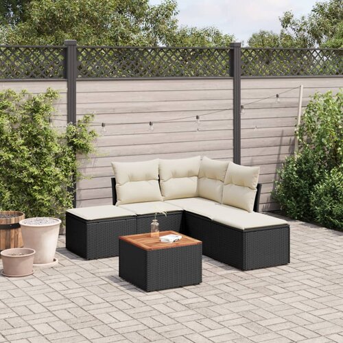 vidaXL 6-dijelni set vrtnih sofa s jastucima crni od poliratana Cijene
