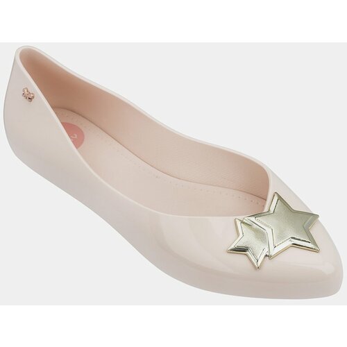Zaxy Pale pink shiny ballerinas with details in gold Chic Cene