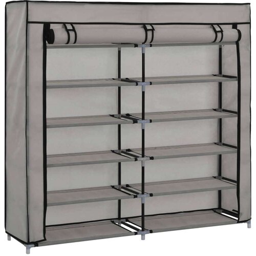 VidaXL 282434 shoe cabinet with cover grey 115x28x110 cm fabric Slike
