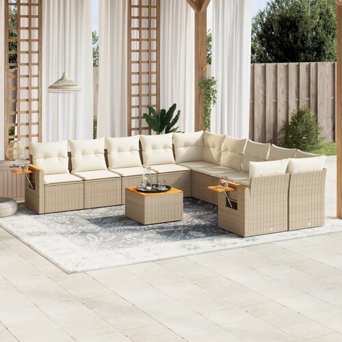 vidaXL 11-dijelni set vrtnih sofa od poliratana s jastucima bež Cijene