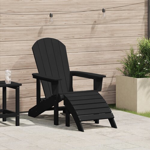 VidaXL Adirondack stolica s naslonom za noge Crni HDPE Slike