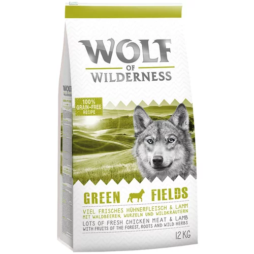 Wolf of Wilderness Ekonomično pakiranje 2 x 12 kg - Green Fields - janjetina