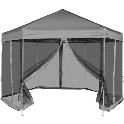 VidaXL &amp;scaron;estkoten pop-up &amp;scaron;otor s 6 stenami sive barve 3,6x3,1 m Slike