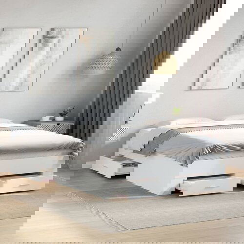 Furnova Posteljni okvir s predali bel 120x200 cm inženirski les, (21934108) Slike