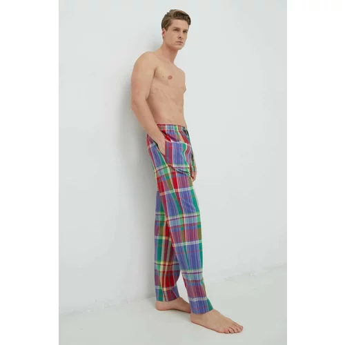 Polo Ralph Lauren Pamučni donji dio pidžame boja: crvena, s uzorkom