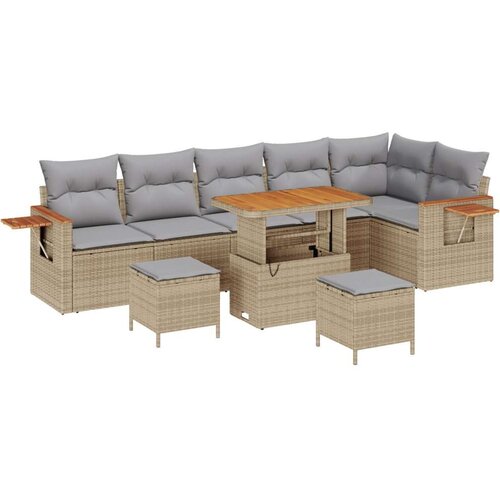  9-dijelni vrtni sofaset s jastučićima Bež Ratan Akacija  3-dijelni vrtni set za objed s jastučićima Bež Ratan Akacija Cijene
