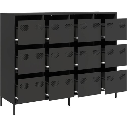  Komoda crna 135x39x103,5 cm hladno valjani čelik Slike