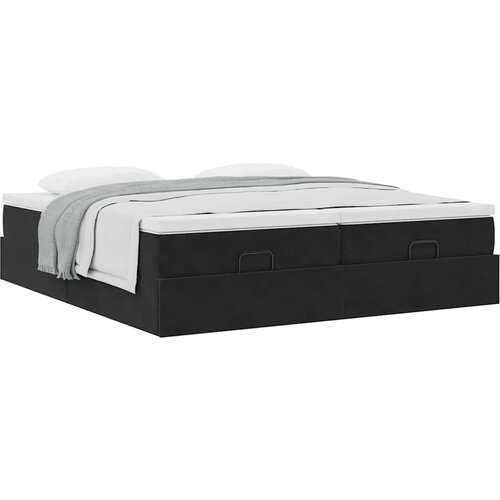 VidaXL otomanski okvir kreveta s madracima crni 200x200cm bar&amp;scaron;unasti Slike