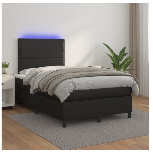  Krevet box spring s madracem LED crni 120x200cm od umjetne kože Cene