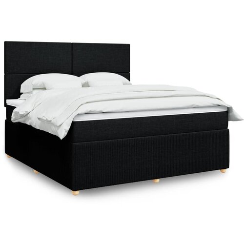 VidaXL Krevet s oprugama i madracem crni 180x200 cm od tkanine Slike