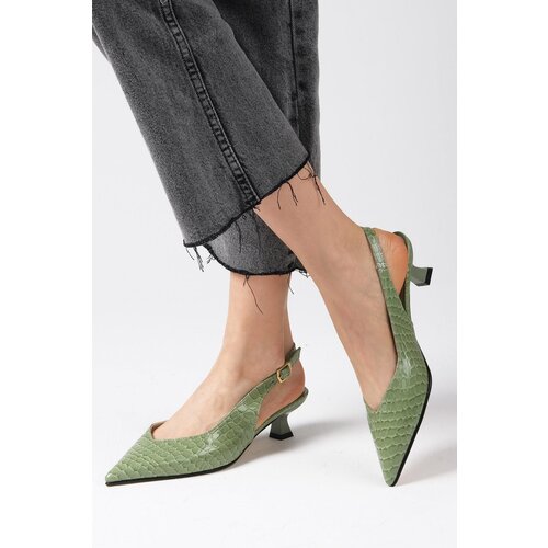 Mio Gusto Nancy Green Color Open Back Short Heeled Shoes Slike