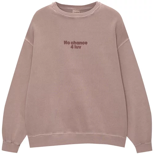 Pull&Bear Sweater majica roza / tamno roza / bijela