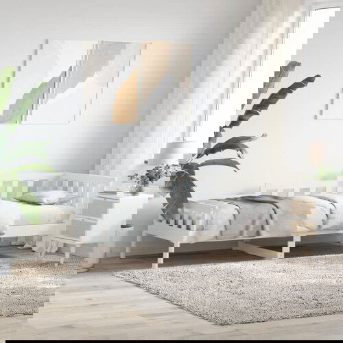 VidaXL Dnevni ležaj bijeli 90 x 200 cm od masivne borovine Slike