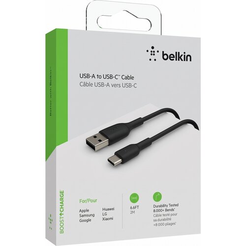 Belkin BoostCharge USB-A v USB-C kabel črne barve dolžine 2m Slike