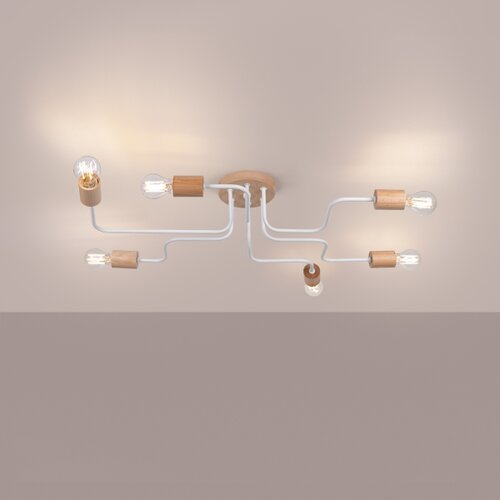 Sollux Lighting SL.1666 - Plafonski luster TIMBO 6xE27/15W/230V bela/bež/buk Slike
