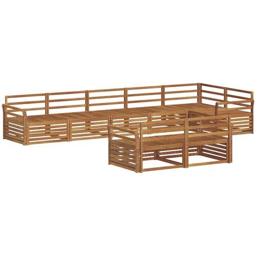  Set vanjskih sofa 8 kom. Prirodna Čvrsto drvo akacije Smeđa 408 x 170,5 x 73 cm Slike