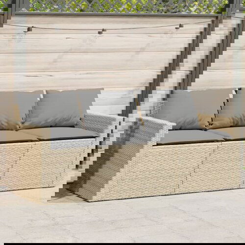 VidaXL Vrtni trosjed s jastucima bež od poliratana Slike