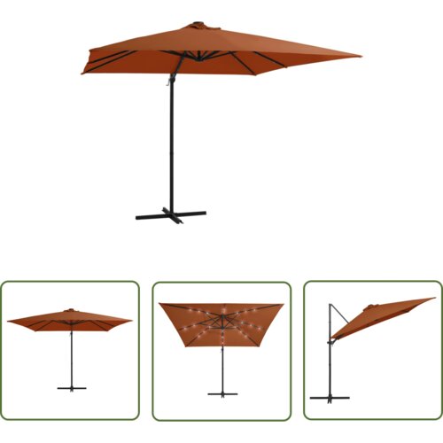  The Living Store Vrtni senčnik z LED lučkami terakota 250x250 cm - Stranski Senčnik, (21743611) Cene