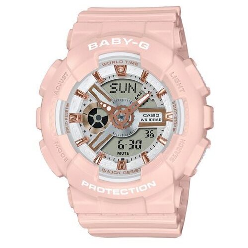 Casio Ženski sat BA-110XRG-4A, Kvarcni mehanizam, Belo kući&amp;scaron;te, Roze Slike