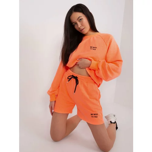 Fashion Hunters Fluo orange tracksuit with shorts