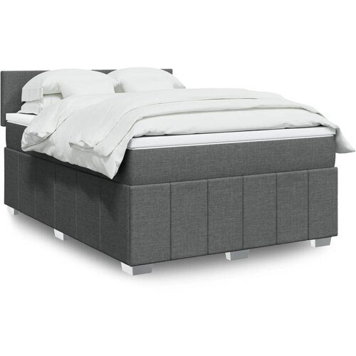 vidaXL Box spring postelja z vzmetnico temno siva 140x200 cm blago Cene