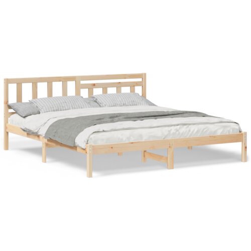 VidaXL Krevetna konstrukcija Smeđa 200 x 200 cm Čvrsta borova drva Slike