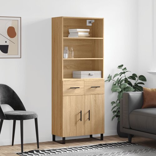 vidaXL Visoka komoda sonoma hrast 69,5x34x180 cm inženirski les Cene