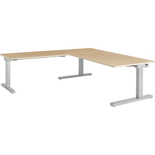 mauser Pisalna miza, s priključkom, ŠxG 1800 x 900 mm, kotni element na levi strani (širina 1200 mm), plošča imitacija javorja, ogrodje aluminijasto s Cene