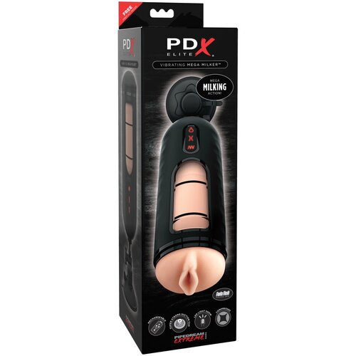 PDX Elite Mega Milker - vibracijski masturbator z glavo penisa (črn) Slike