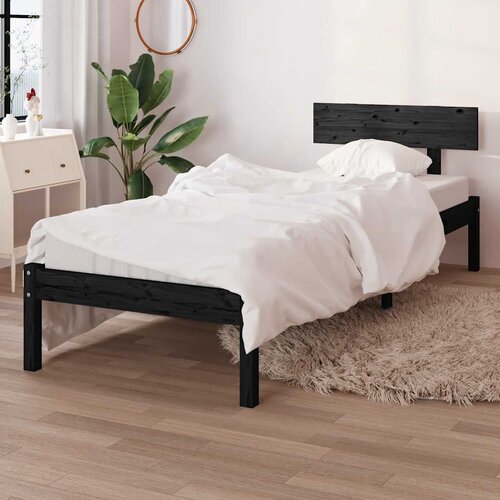  Okvir za krevet od masivnog drva crni 75 x 190 cm mali Cijene