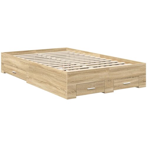  Krevetna konstrukcija s ladicama Sonoma hrast 120 x 200 cm Smeđa 206 x 123 x 90 cm Slike